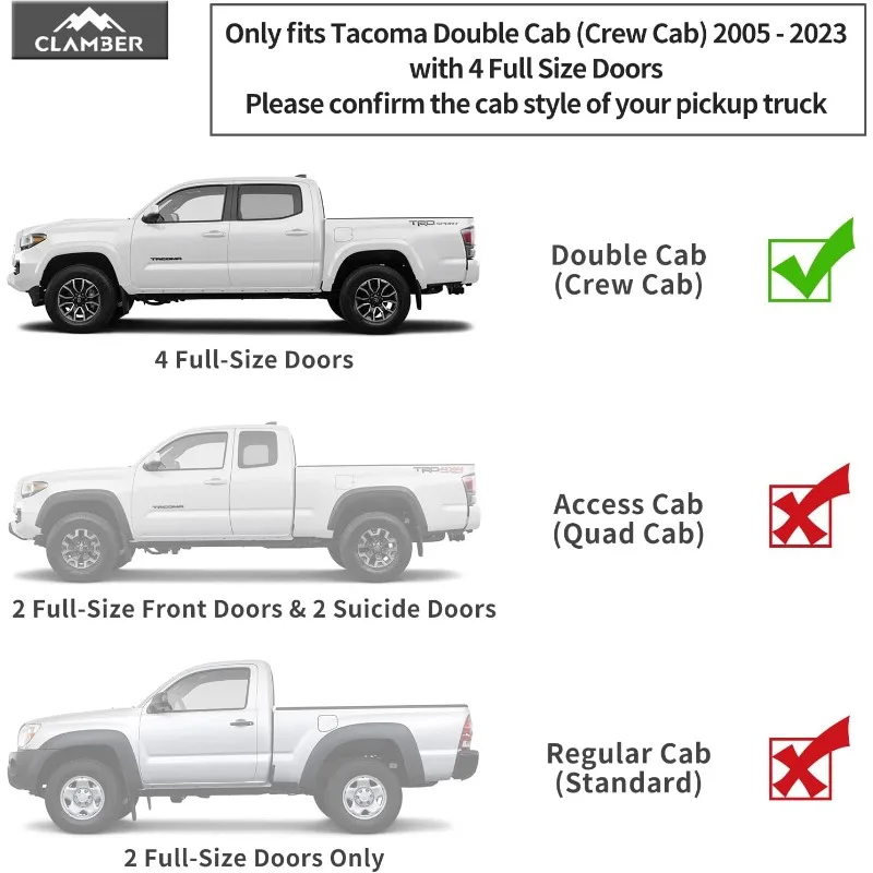 Running Boards for 2005-2023 Double Cab with 4 Full Size Doors, 6.3 Inch Double/Crew Cab Side Steps, Heavy Duty Metal Nerf Bars