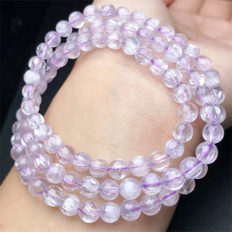 

Natural Kunzite Triple Circle Bracelet Healing Fashion Reiki Crystal Fengshui Jewelry Birthday Gift 1pcs