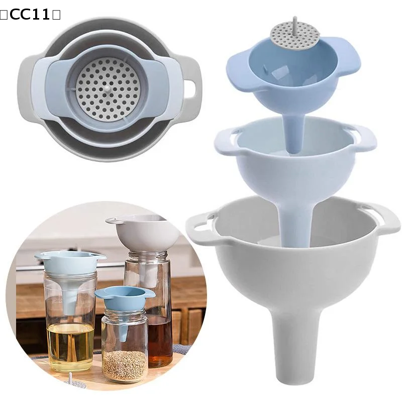 4 In 1 Kitchen Funnels For Filling Bottles Kitchen Funnels With Detachable Strainer Filter Food Grade Household Oil Funnel〔CC11〕