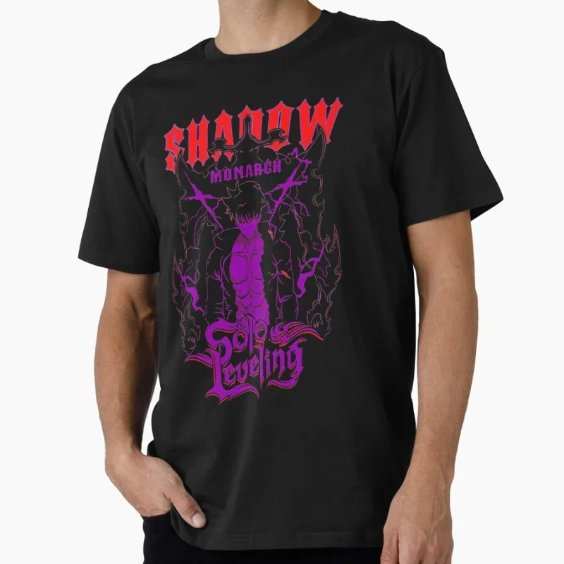 

Shadow Monarch Sung Jin-Woo Manga Solo Leveling Anime t shirt for men Large size Tops 100% cotton man clothes birthday gift Tee