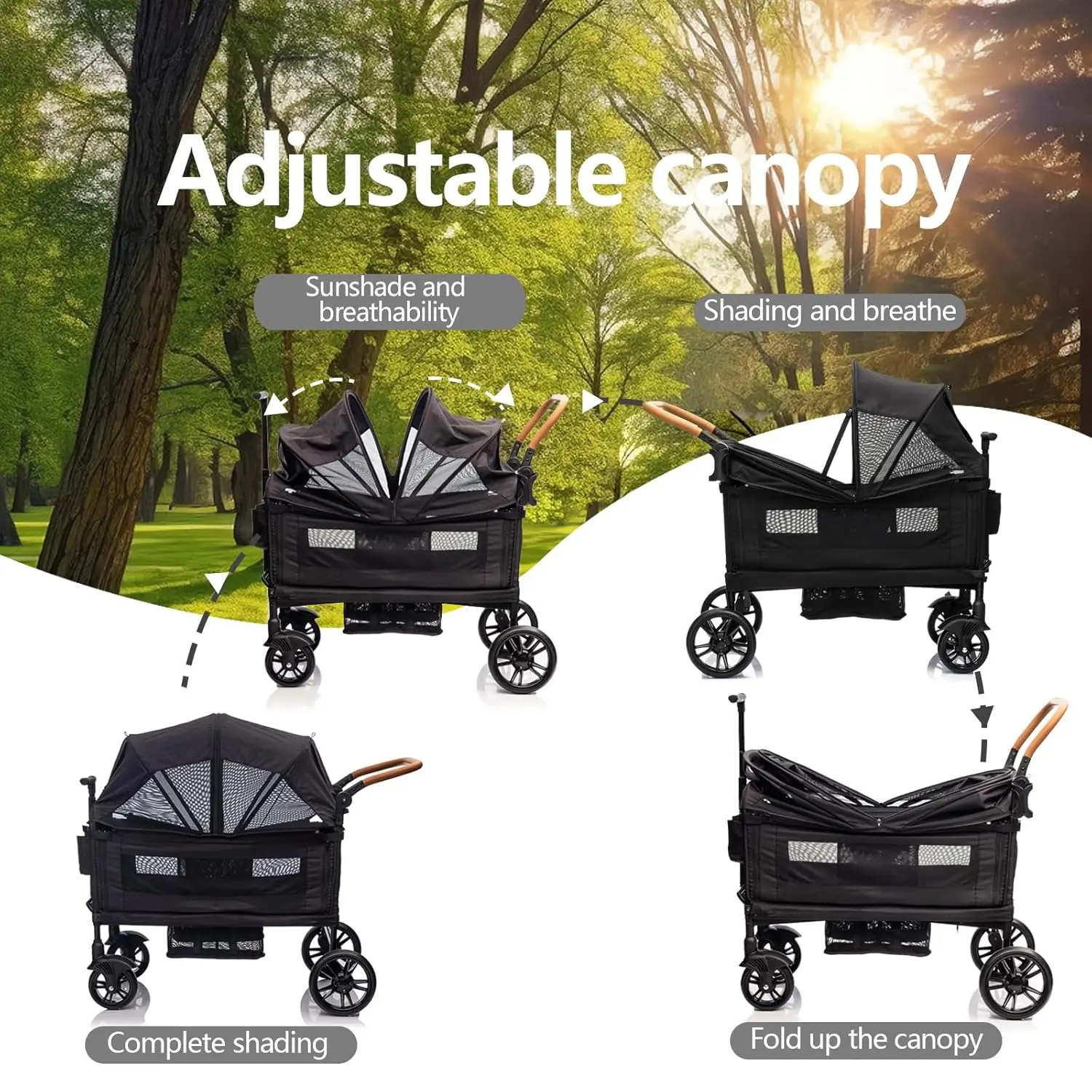 2 kids & Cargo-Travel Stroller Push-Pull Double Stroller Lightweight Folding Stroller for Newborn&Toddler with 5-Point Harness