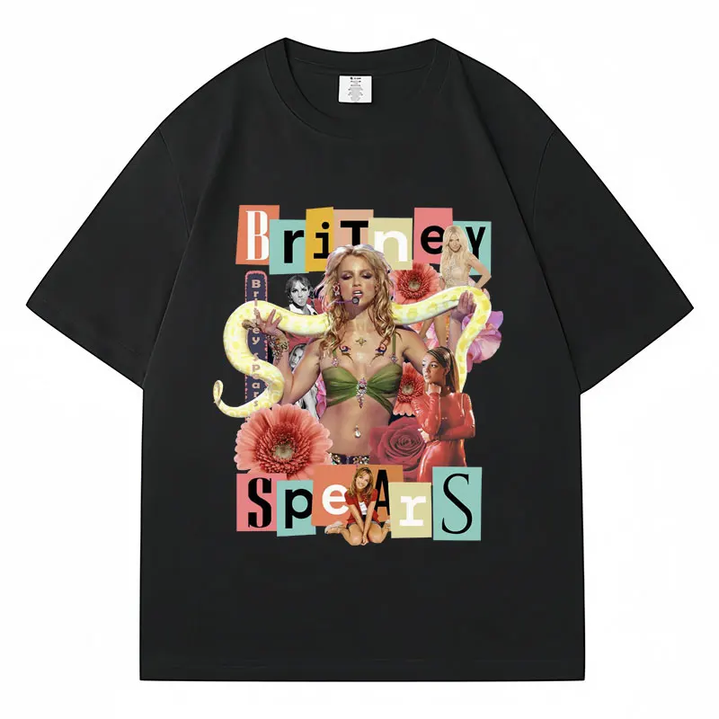 Britney Spears Print T Shirt Men Women Beautiful Photo Fashion Hip Hop T-shirt Vintage Oversized Cotton Short Sleeve Streetwear