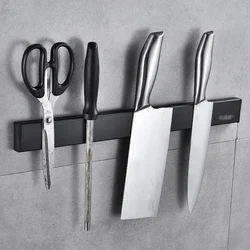 Wall Mount Magnetic Knife Holder No Drill Stainless Steel Kitchen Knife Block Strip Magnet Chef Japanese Santoku Knife Rack
