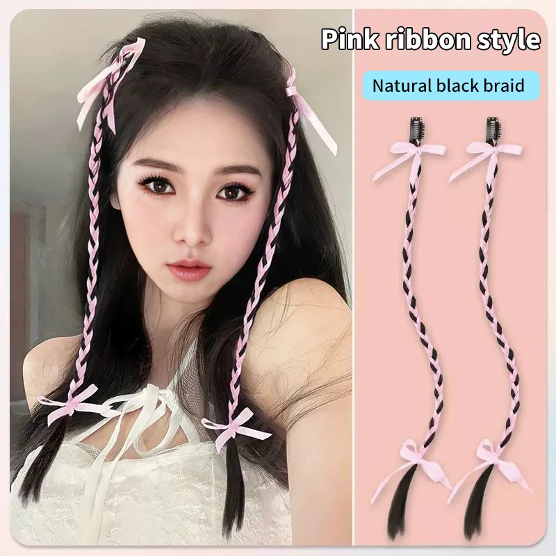 

Synthetic Hair Bun Ribbon Hair Braid Hairpin Elastic Sweet Girl Styling Tools Hair Extensions Hair Accessories