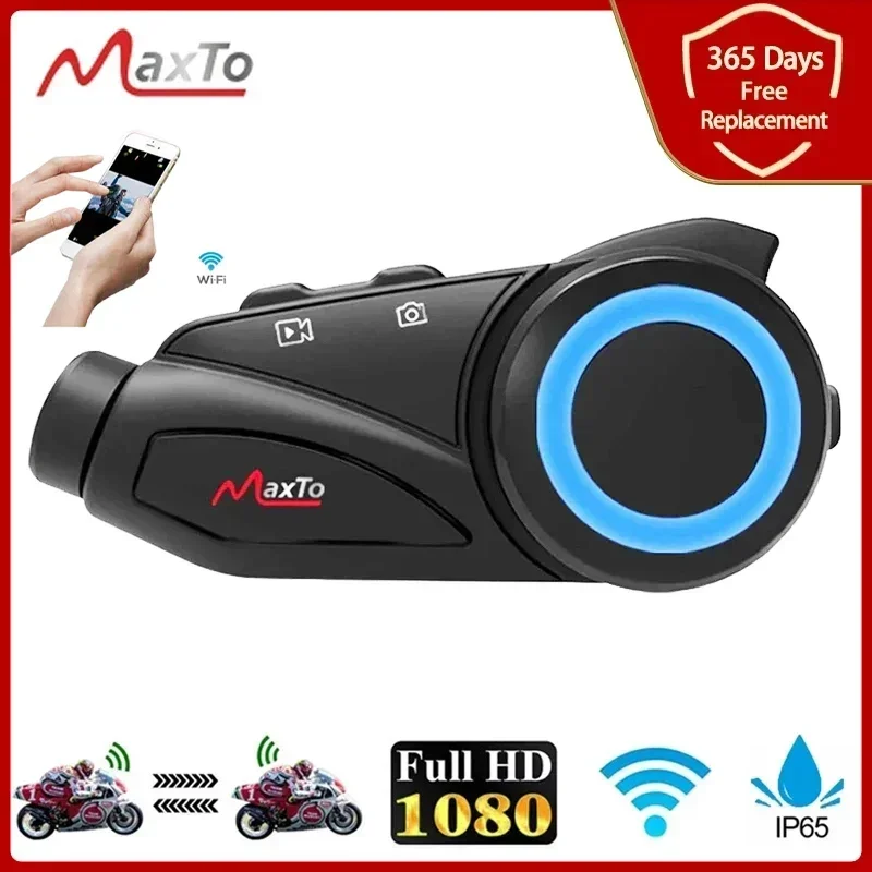 

Мотоциклетная Bluetooth-гарнитура Maxto M3 для шлема, водонепроницаемая видеомагнитофон с объективом Sony, Wi-Fi, универсальное сопряжение, внутренняя связь, DVR