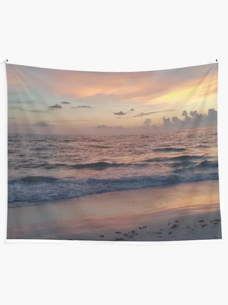 Pink Ocean Waves Water Sunset Calm Beach Florida Beaches Tapestry Home Supplies Wall Decor Tapestry