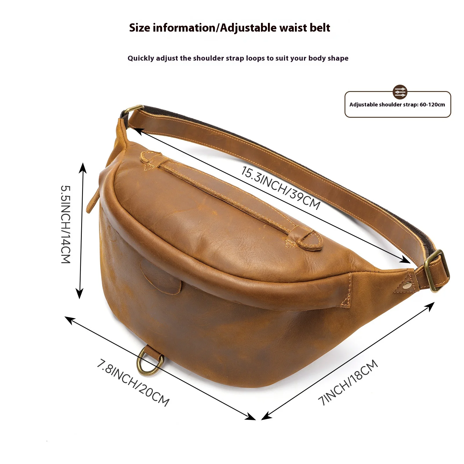Crazy Horse Leather Vintage Men's Waist Pack Outdoor Sports Large Capacity Genuine Leather Casual Multi-functional Chest Bag