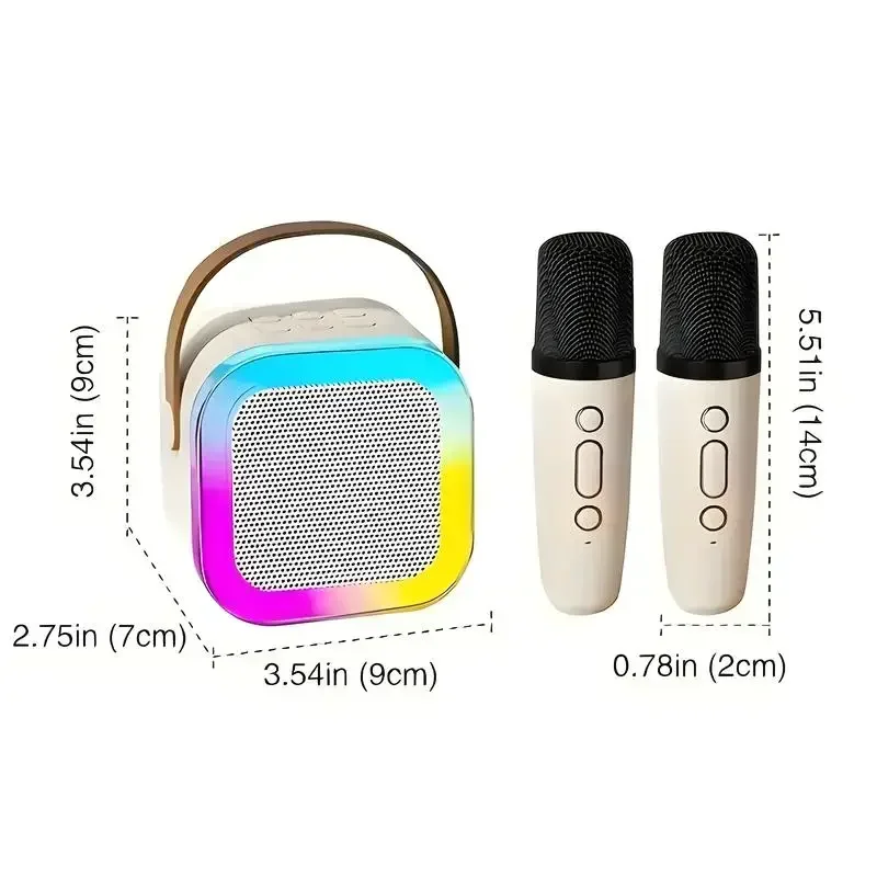 Home Party Favorite Karaoke Speaker! 2 Wireless Microphones + Colorful RGB Lights, Bluetooth 5.3 Rechargeable, Perfect Gift