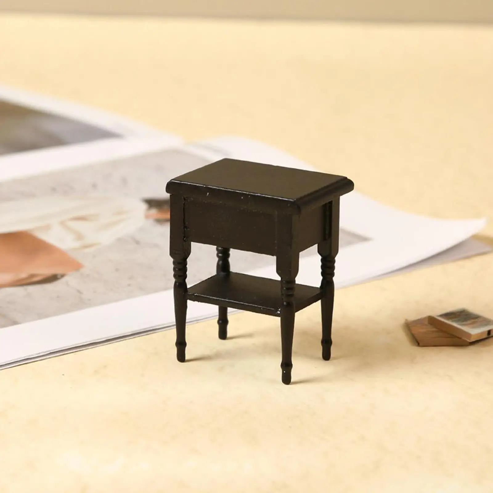 1 12 poppenhuis miniatuur houten nachtkastje slaapkamerkast mini-meubeldecor voor doe-het-zelf poppenhuisaccessoires