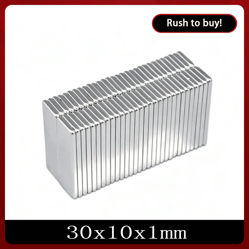 30*10*1 Thin Quadrate Permanent Magnet 30x10x1 Thickness 1mm Neodymium Magnet N35 30x10x1mm  Block Strong Magnet Sheet 30*10*1