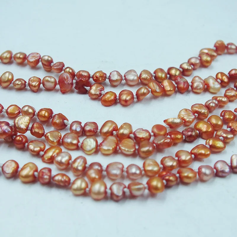 Very rare. 3MM 3-strand natural Baroque pearl necklace. Classic Jewelry for Women's Party 18”