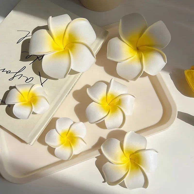 

5.5/7/9cm Plumeria Flower Women Hairpins Egg Flower Exquisite Barrette Hawaiian Wedding Artificial Headwear Hair Clips For Girls