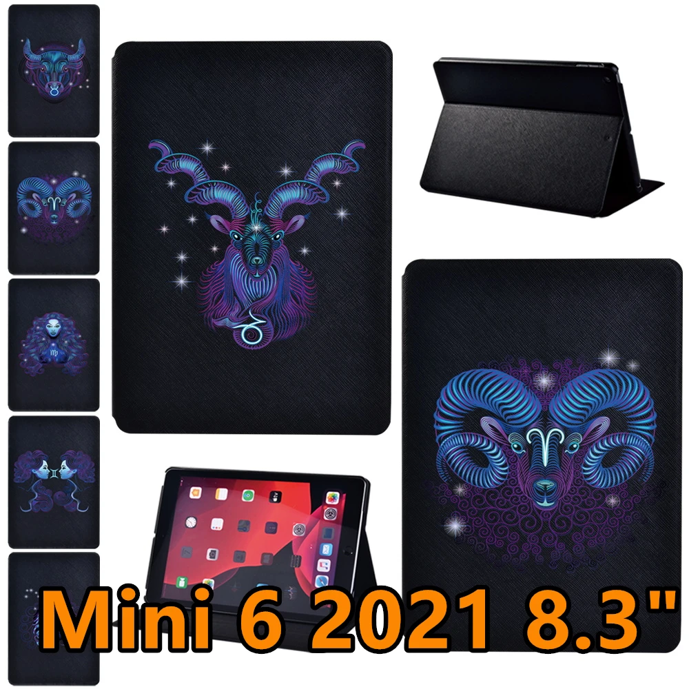 Tablet Case for IPad Mini 6 8.3inch 2021 A2567/A2568/A2569 Constellation Print Cover IPad Mini 6 Shockproof  Pu Leather Cases