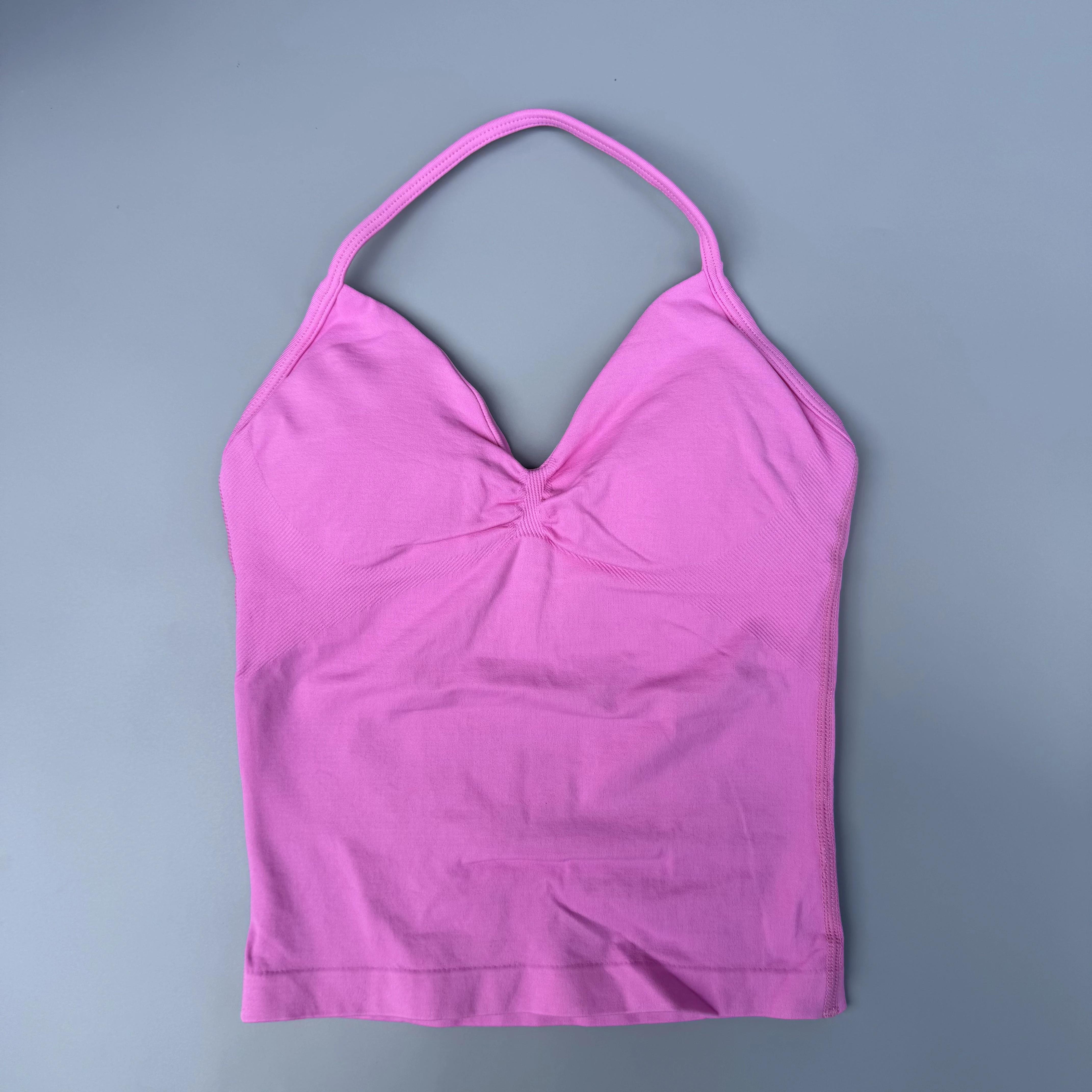 Longline Strappy Top Gym Women Seamless Yoga Tank With Removable Pads V Neck Sports Sleeveless Top Sports Running Fitness Vest