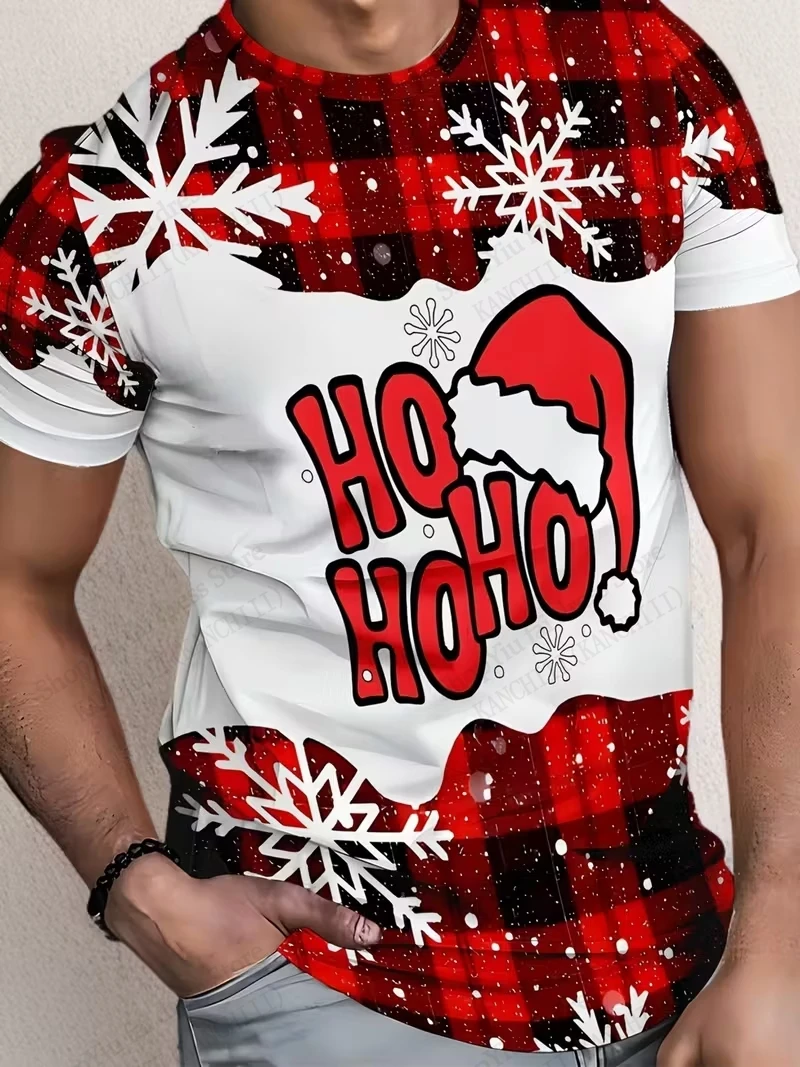 Santa Claus Christmas Hat 3D Print T-shirt Men Women Fashion Casual Oversize Short Sleeve Tshirt Snowflake Tops Tees Xmas Tree