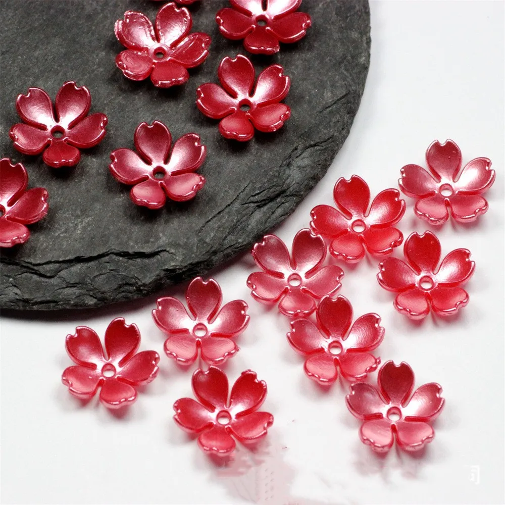 50Pcs 15MM Fünf Blütenblatt Blume Form Acryl Perlen Lose Spacer Perlen Für Schmuck Machen Diy Armbänder Handgemachte Accessoires