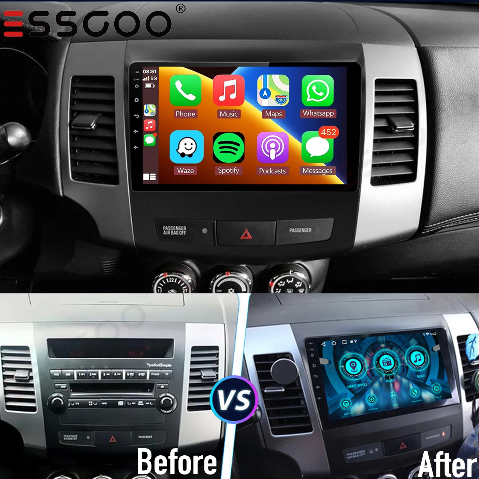 

9 "Android 14 для Mitsubishi Outlander 2006-2015 Peugeot 4007/Citroen C-Crosser 2007-2012 Автомобильный радиоприемник Carplay GPS Стерео 2 + 32G SWC