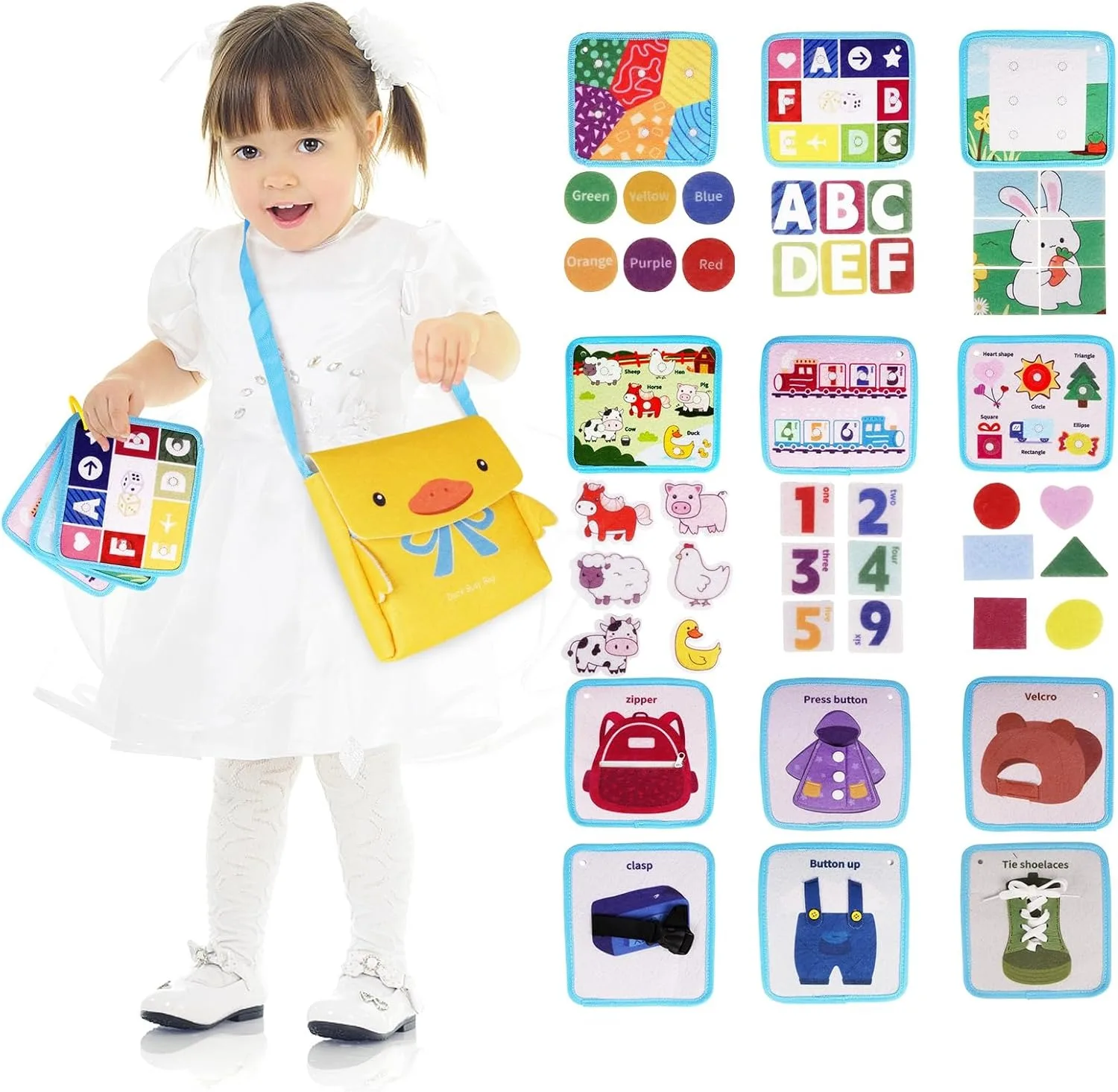 

Montessori Busy Board for Toddlers Quiet Busy Book Learning Toys Sensory Busy Board 3D Activities Book Dollhouse Bag birthday