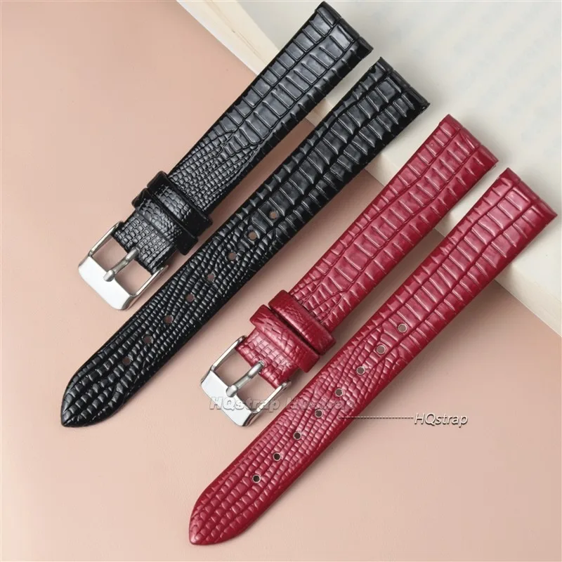 Ultra-thin Vintage Leather Watch Strap 8mm 10mm 12mm 14mm 16mm Wrist Band Lizard Patterned Soft Universal Replacement Bracelet