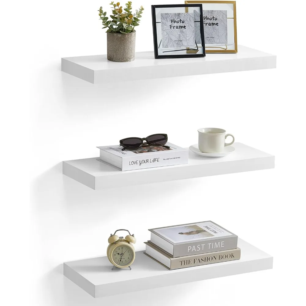 

Wall Shelves Set of 3, Floating Shelves, Wall Mounted, 8 x 23.6 x 1.5 Inches, Display Shelves for Picture Frames, Wall Decor