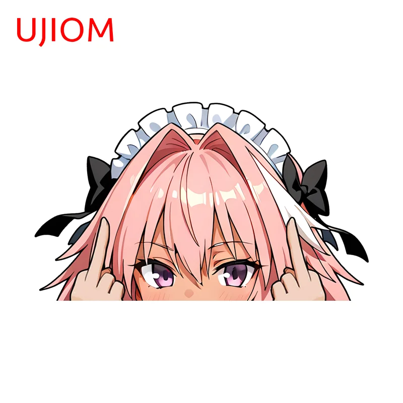 UJIOM Maid Hat Astolfo Peeker Wall Sticker Veneer Otaku Room Hardcore Decals Personality Amusing Wallpapers Useless Funny Gift