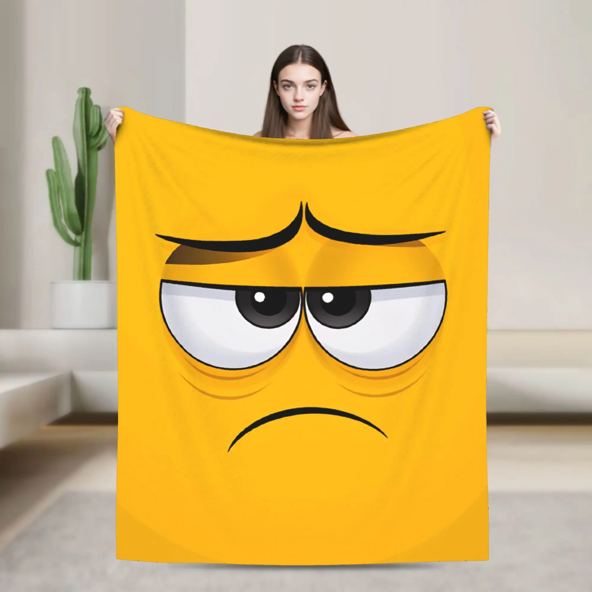 Cartoon Face Meme Of An Angry Face Flannel Blankets Girls  Soft Cozy Throw Blanket Winter Couch Chair Bedspread Sofa Bed Cover