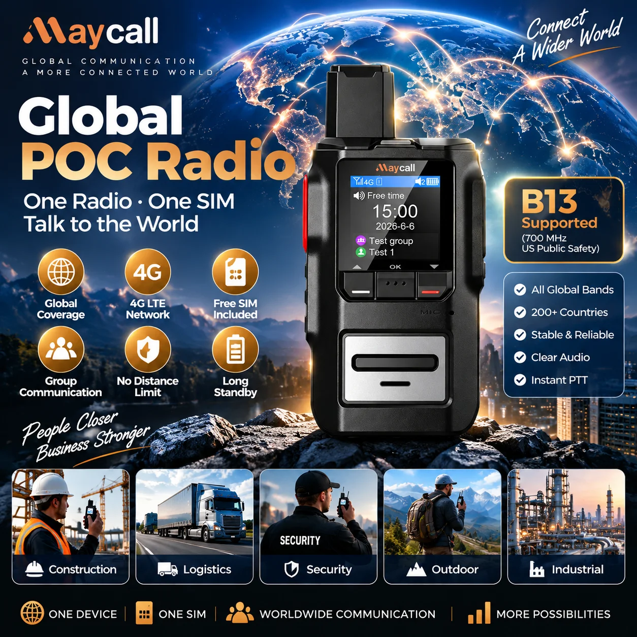 Firstnet Band 14 Global Air Band Church Security Business Emergency Communication Push Device PTT Radio Walkie Talkie 4G POC