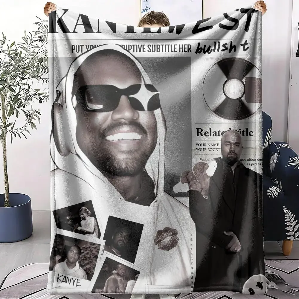 Rapper K-Kanye West Throw Soft Flannel Throw Summer Blanket Lightweight Cozy Nap Blanket for Sofa Bed Travel