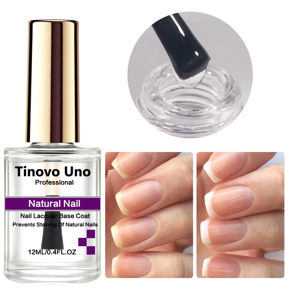 Tinovo Uno-esmalte de uñas Natural, capa Base, secado rápido, pintura superbrillante, endurecedor, manicura