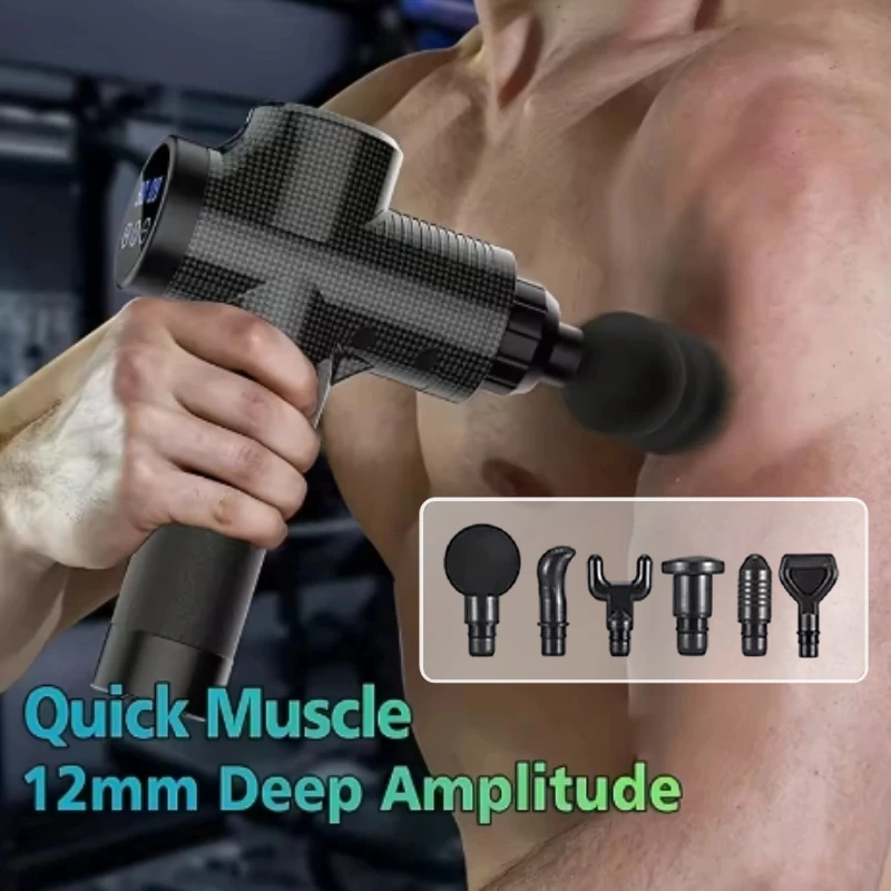 

6-head fascia gun household electric muscle relaxor with multiple adjustable levels,portable storage, fitness massage gun device
