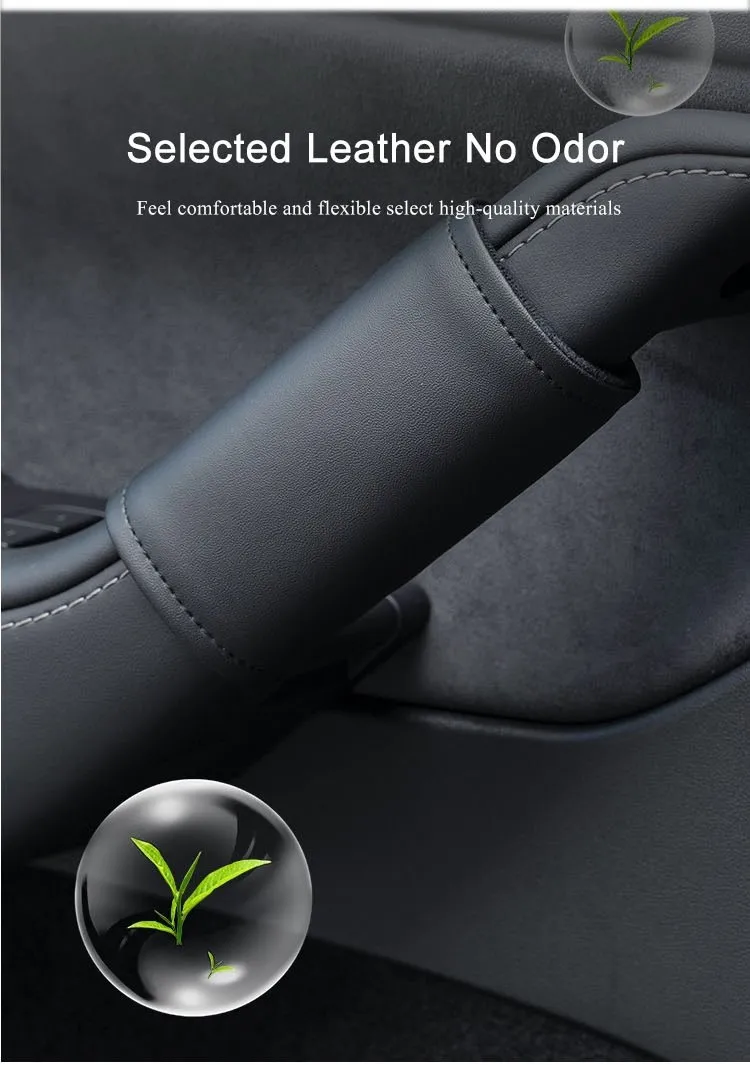 Heenvn 4-teiliger Innentürgriff-Schutz für Tesla Model 3/Y, Model 3 Highland, Model Y Juniper 2026 2025, PU-Lederhülle – Detail 6
