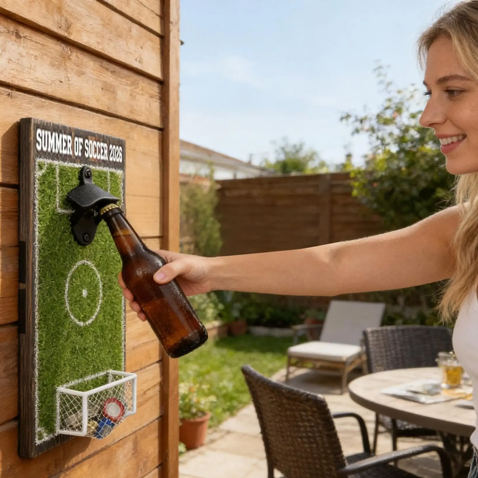 Soccer Field Bottle Opener Wall Decor, 2026 New Wall Mounted Soccers Field Shaped Beer Opener, Fun Bottles Openers