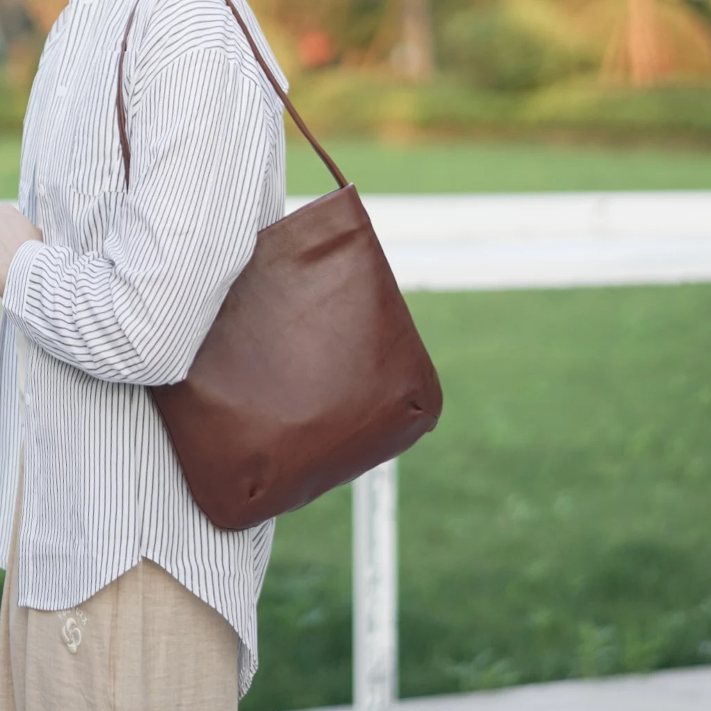 

PNDME vintage simple first layer cowhide women's underarm bag casual designer handmade genuine leather ladies shoulder bag