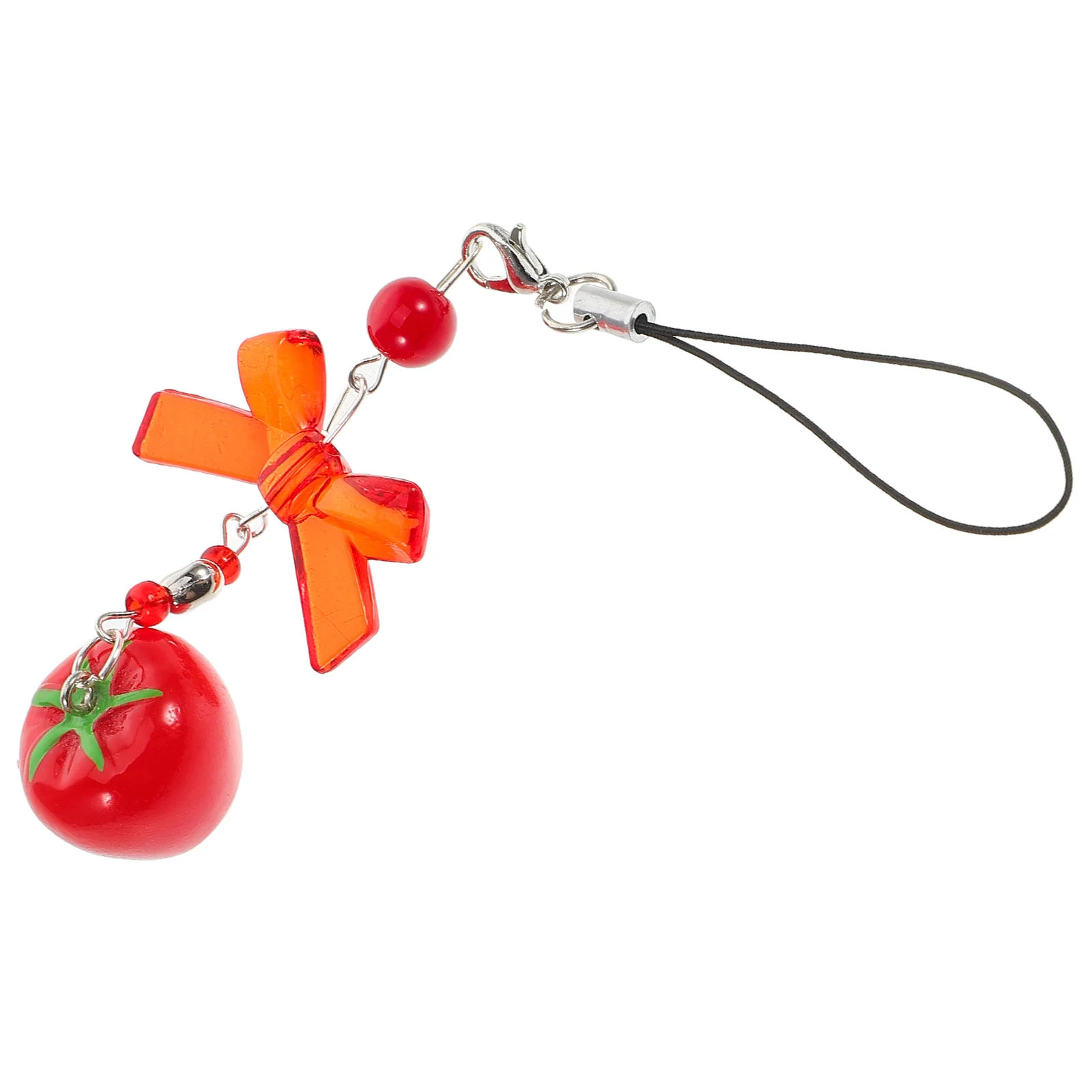 Key Fob Little Tomato Mobile Phone Chain Charm Strap Wristband Card Holder for Lanyard Red Cute Bag Charms Women Case Miss