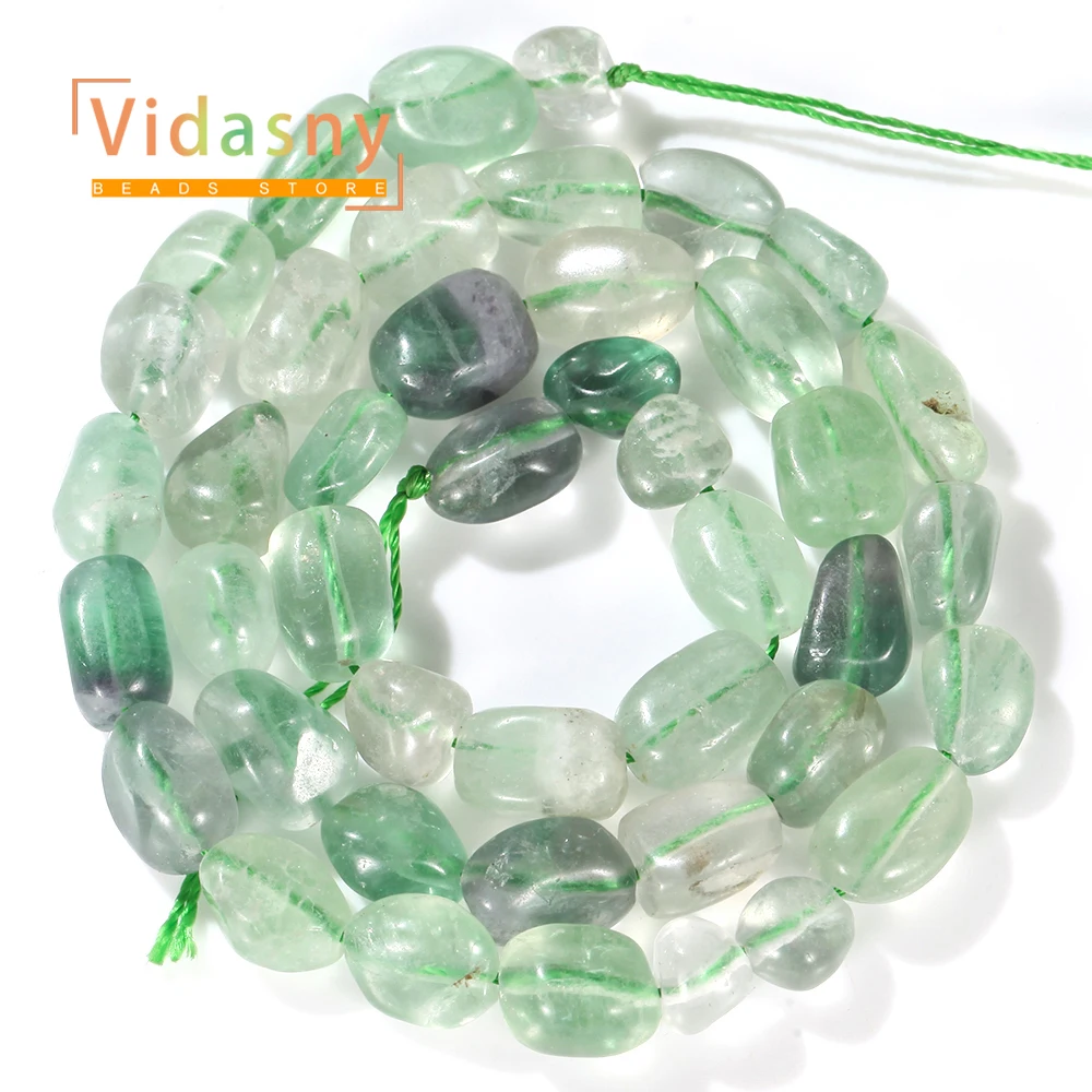 8-10mm Naturstein Grüner Fluorit Unregelmäßige Ovale Lose Perlen für Schmuckherstellung Handgefertigte DIY Armbänder Zubehör – Detail 3