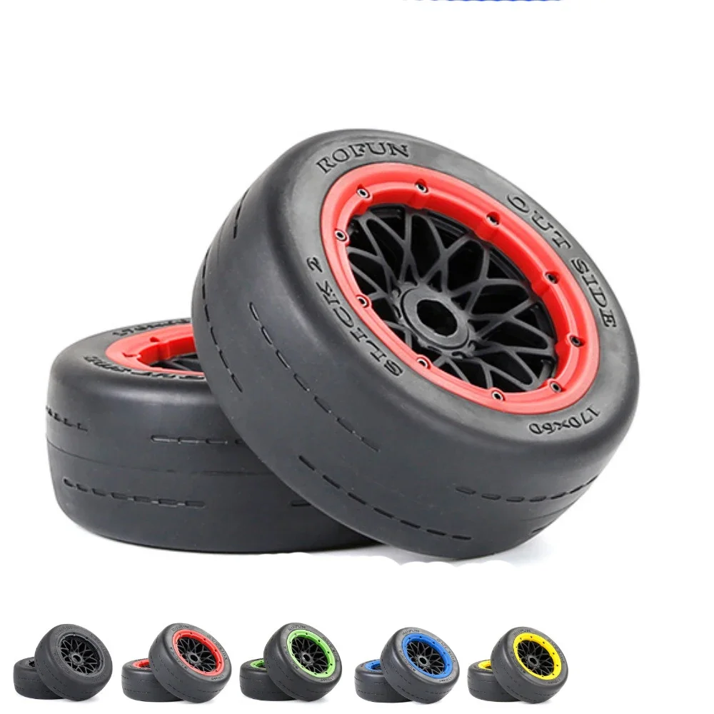 2pcs/set On Road Flat Front Tire Tyre For Rofun Baha 5B 1/5 RC Cars Remote Control Vehicle Parts Accessories 953181