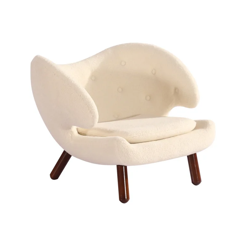 

Nordic single pelican chair simple leisure chair fiberglass cream style living room fabric creative lazy recliner