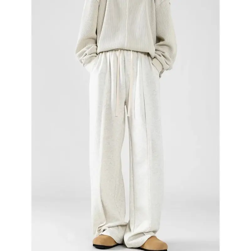 Korean style Hong Kong style ins slimming pants for men 2024 spring new casual drape lazy straight wide leg sports y2k trousers