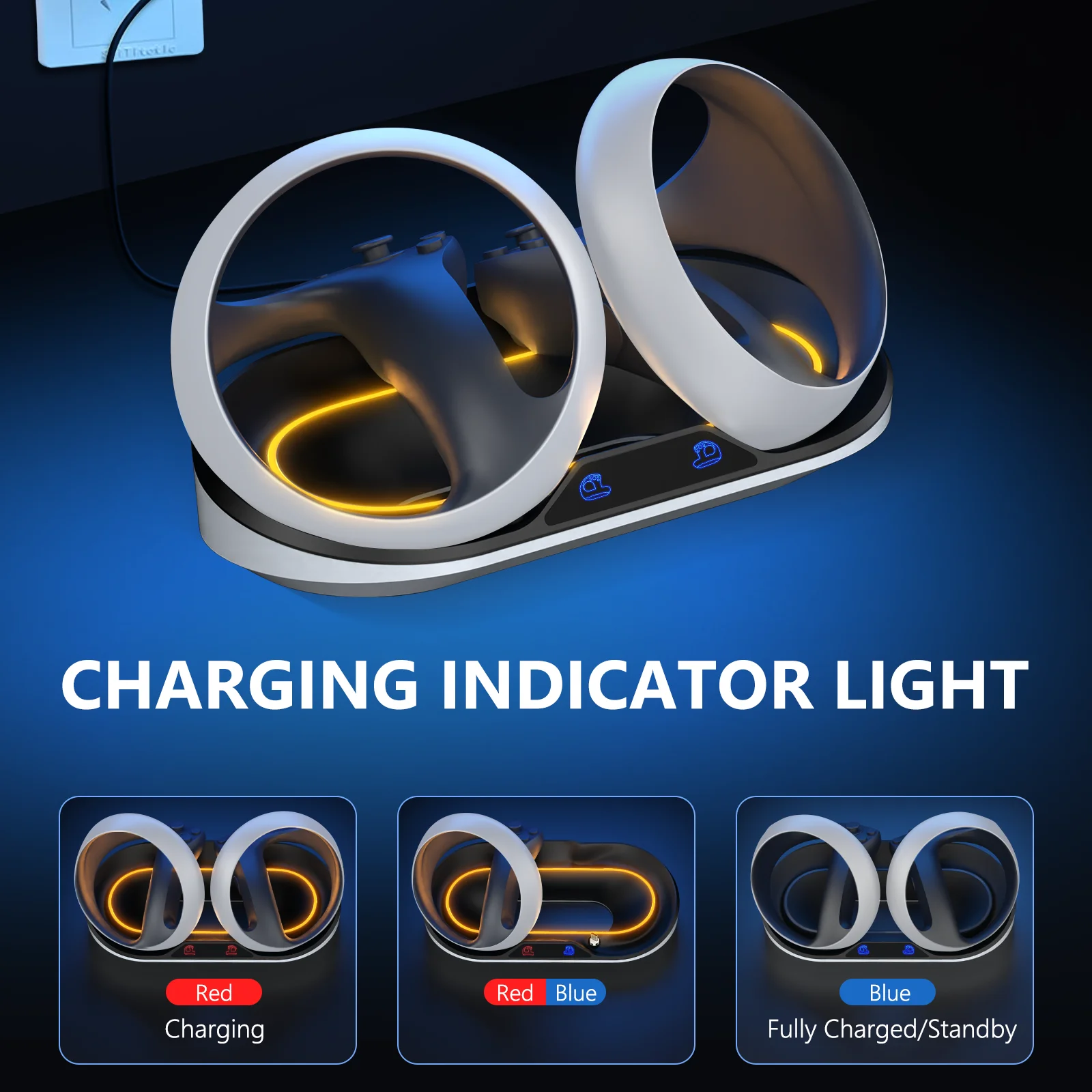 Charging Station for PSVR 2 Controllers, Fast PSVR2 Charging Dock with 2 Magnetic Type-C Connectors, PS VR2 Controller