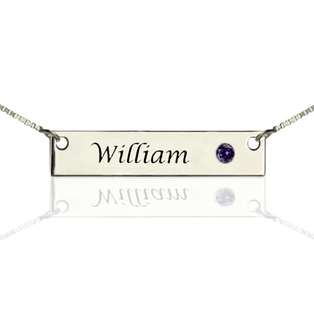 

925 Sterling Silver Personalized Jewelry Engraved Name Birthstone Necklace Custom Pendant Chain for Women Mother's Day Gifts