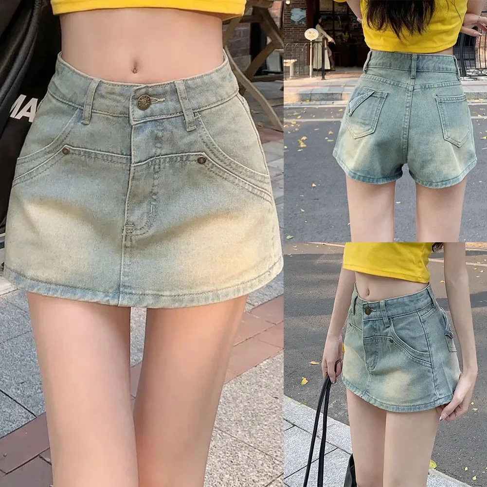 Fashion Street All-match Skirt Boho Slim Fit Skirt Retro Gyaru Skirt Solid Color Pattern Various Sizes Available