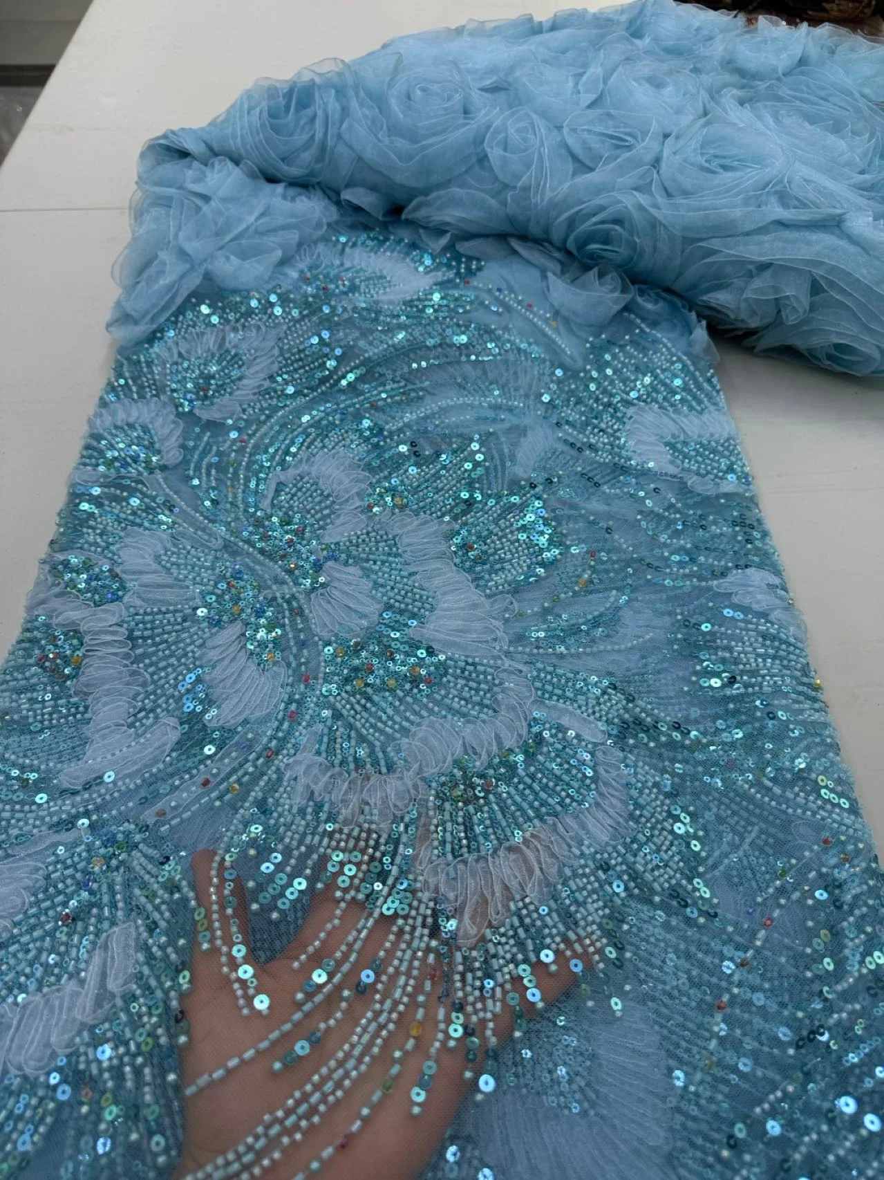 

Новейшая высококачественная африканская нигерийская ткань с тюлем, кружевом, гипюром, вышивкой бисером, пайетками для платьев, 5 ярдов, JY500