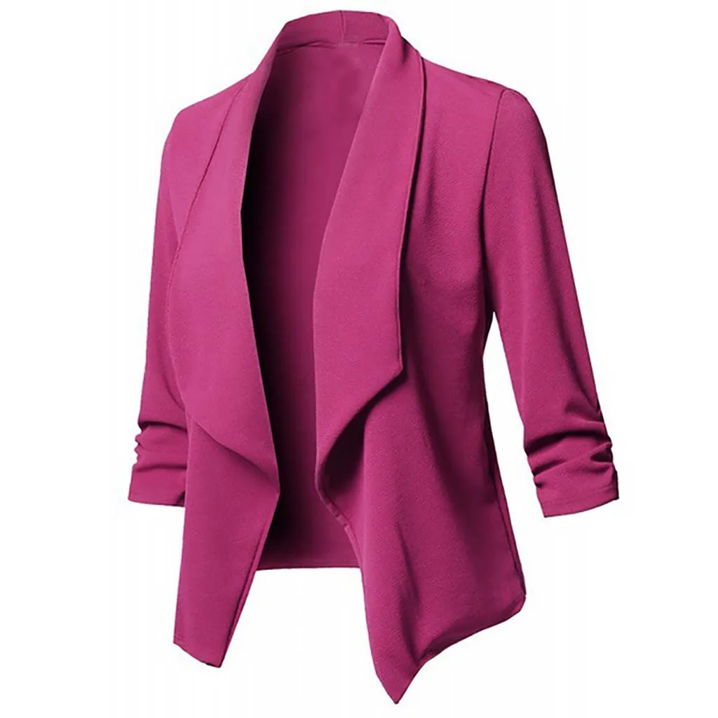 Blazer Froncé Noir à Manches sulfpour Femme, Cardigan Fin, Décontracté, Business, 2024