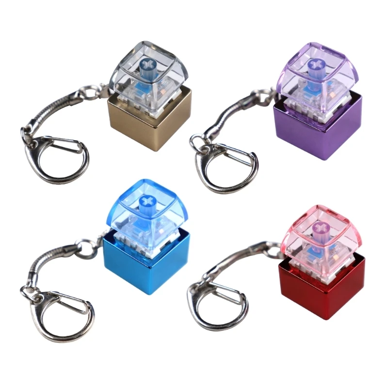 Keyboards Switches Tester Tool Relaxing Keyboards Keychain with Electronic Glowing, 7 Color Light Show Zinc Alloy Base