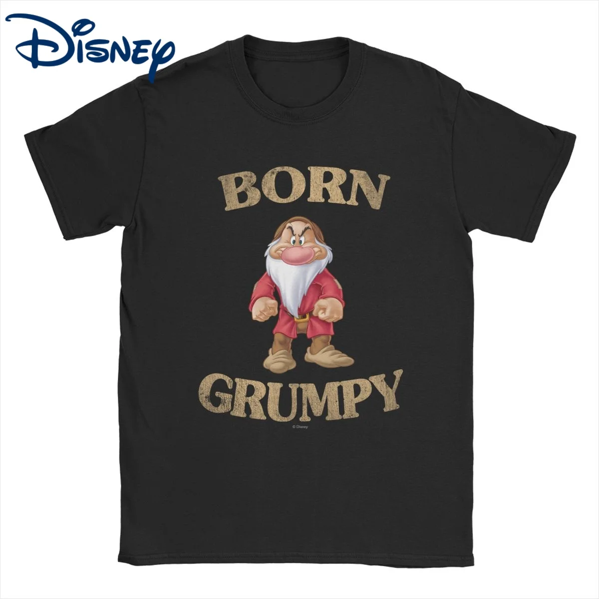 Born Grumpy Seven Dwarfs Snow White T Shirt Men Women Pure Cotton Funny T-Shirt Disney Tee Shirt Short Sleeve Tops Plus Size