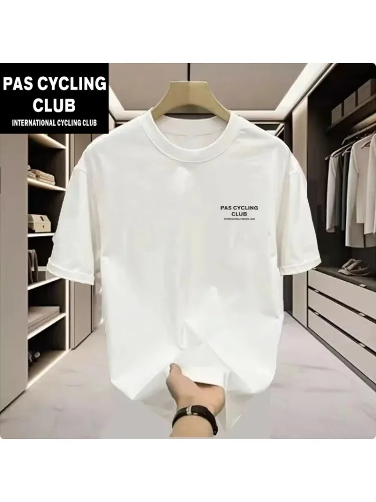 AliExpress PAS Cycling Round Neck Short Sleeve Basic Casual Loose Jersey Men Women Summer Clothing Pure Cotton Casual Letter Printed Top DH