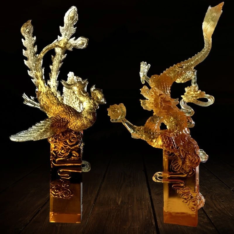 Wedding Blessing Xianglong Phoenix Crafts Ornament Home Furnishing Business Glazed Ornament