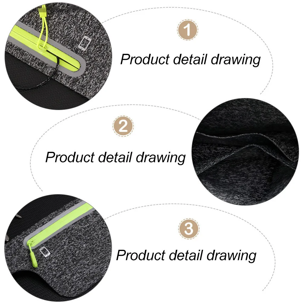 1Pcs Running Phone Bag Waterproof Nylon Waist Bag Reflective Strip Outdoor Belt Pack Portable Storage for Jogging Cycling Hiking