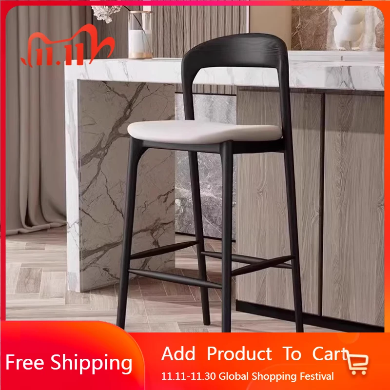Sedia da bar in legno nordico Banchi reception di lusso di design Sgabello alto insolito Moderno semplice rilassante Taburete Alto Mobili alla moda