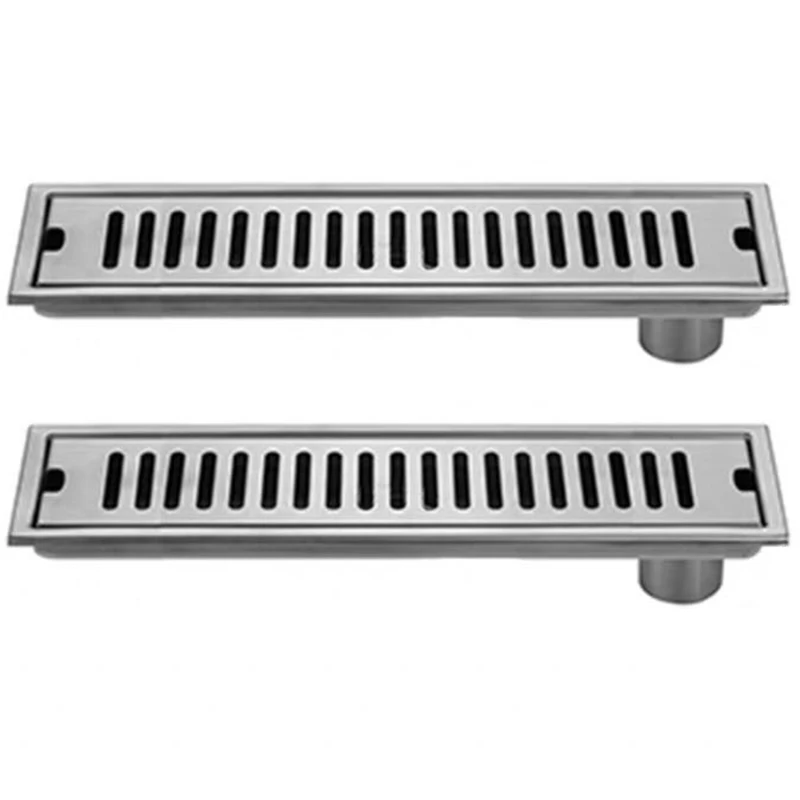 2X Stainless Steel Shower Room Large Flow Floor Drain Ground Water Drainage Waste Discharge Deodorant 40Cm